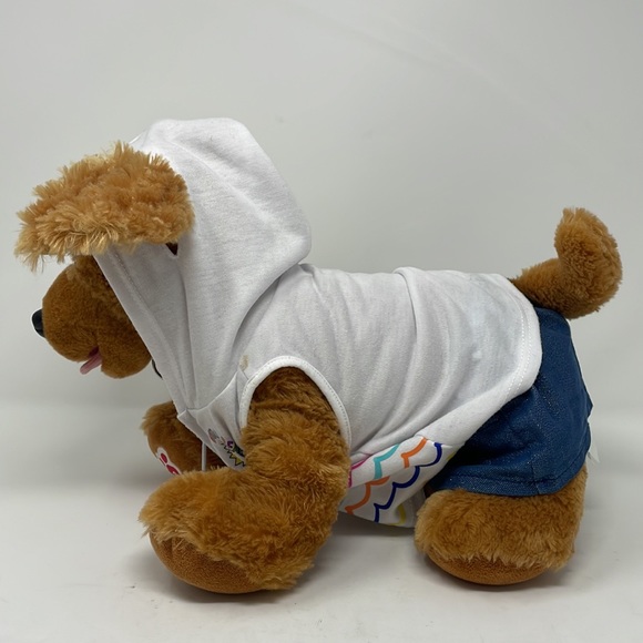 Build-A-Bear Barking Dog in Blue Jean Skirt and Myrtle Beach Hoodie - Picture 6 of 9